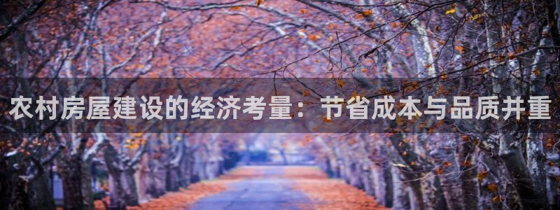 威九国际78map.p：农村房屋建设的经济考量：节省成本与品质并重